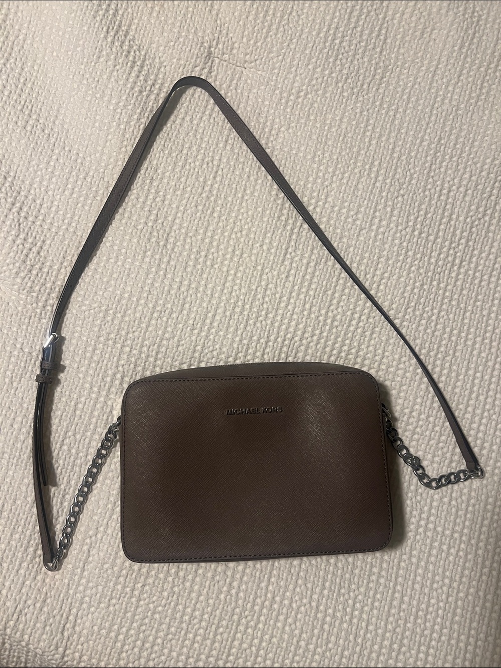 Michael Kors Dark Brown Saffiano Leather Crossbody Bag